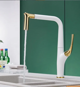 AquaLuxe – Luxus Ausziehbare Küchenarmatur in Gebürstetem Gold & Schwarz