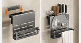 ChefSpace Wandmontierter Messerhalter mit Schneidebrett-Aufbewahrung – Edelstahl