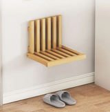 Ultra-Schmale Klappbare Wandbank – Bohrfreie Massiv-Bambus Schuhbank