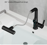 AquaGlow Wasserfall-Waschtischarmatur mit digitaler Temperaturanzeige