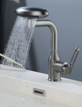 Design Waschtischarmatur mit kaskadenartigem Wasserfluss und vier Strahlarten