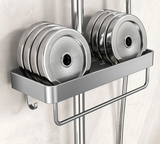 AquaFix Duschregal Ohne Bohren – Doppelablage Aluminium | Mit Handtuchstange | Rostfrei & Platzsparend