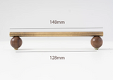 Valnora WoodLine Möbelgriff & Knopf – Bronze-Messing Look mit Walnussholz Akzent (128 mm)