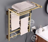 LuxeHeat WiFi Elektrischer Handtuchwärmer – Gebürstetes Gold Heizhandtuchhalter mit Temperatursteuerung