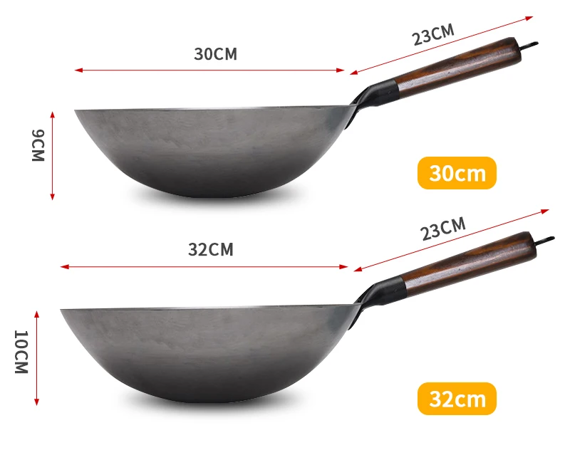 ForgePro – Handgeschmiedeter Reineisen-Wok mit Holzgriff