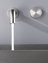 LUMIRA Minimalist Wand-Waschtischarmatur aus Messing – Gebürstetes Gold / Roségold, 2-Loch Unterputz Badarmatur mit Einhebelmischer