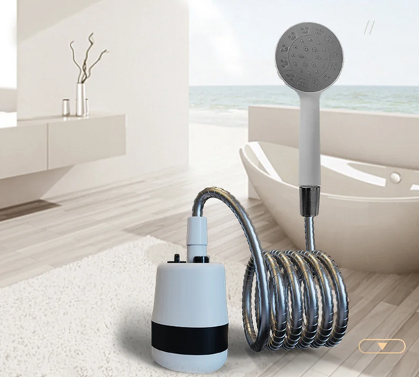 NomadiShower Mini Tragbare Campingdusche – Elektrische Handbrause mit wiederaufladbarem Akku und wasserdichter Pumpe