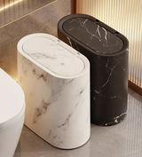 Nordic Marmor-Design Abfalleimer – Schlanker Drückdeckel Mülleimer für Bad & WC