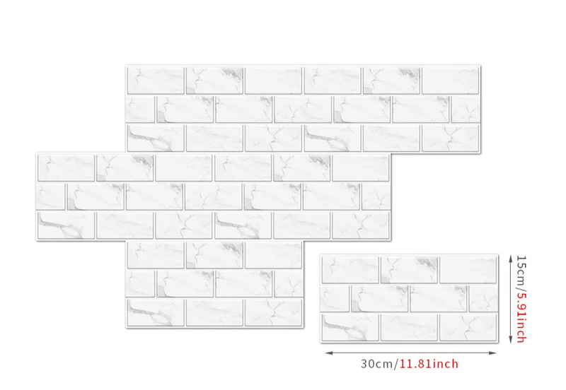 RetroBrick – 6-teiliges Selbstklebendes Retro Ziegelmuster Wandsticker-Set (30x15cm)