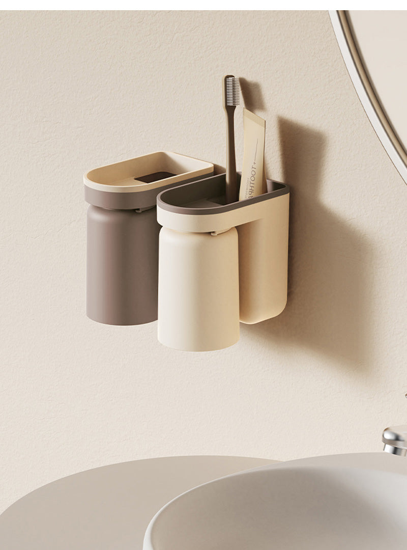 DuoClean 2-in-1 Wandhalterung für Zahnbürste und Becher – Clevere Aufbewahrung ohne Bohren