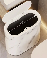 Nordic Marmor-Design Abfalleimer – Schlanker Drückdeckel Mülleimer für Bad & WC