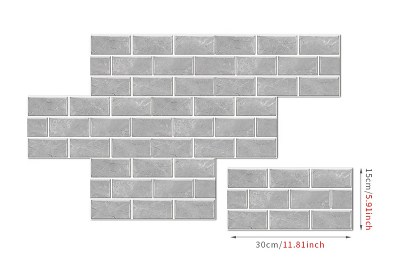 RetroBrick – 6-teiliges Selbstklebendes Retro Ziegelmuster Wandsticker-Set (30x15cm)