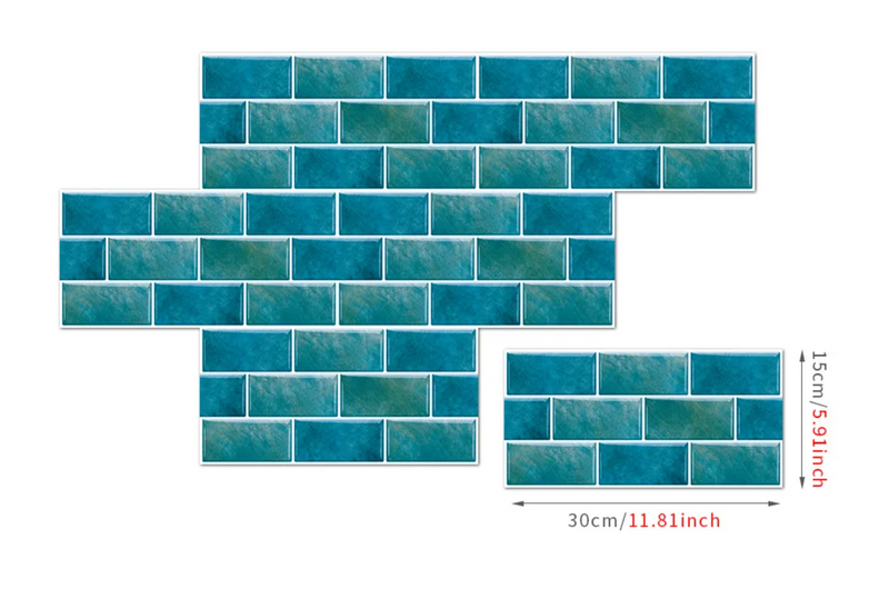 RetroBrick – 6-teiliges Selbstklebendes Retro Ziegelmuster Wandsticker-Set (30x15cm)