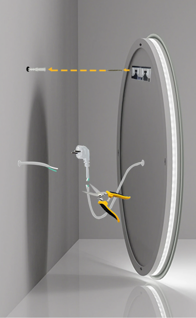 GlowRound Anti-Beschlag LED Badezimmerspiegel – Runder HD-Wandspiegel mit Beleuchtung (3 Lichtfarben)