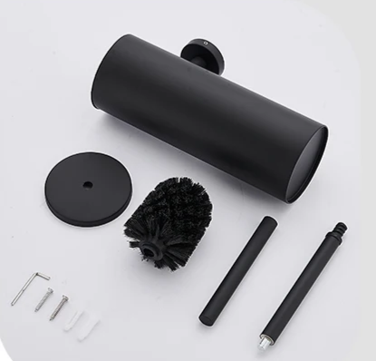 SteelClean Luxus-Toilettenbürste mit Wandhalterung – Schwarzes Edelstahldesign