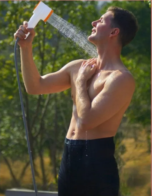 GlowShower 2025 – Tragbare Campingdusche mit LED & Akku | Für Outdoor, Auto, Garten & mehr