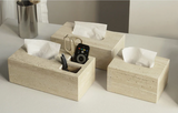 TraveraStone Luxury Travertin Badezimmer-Accessoires Set – Elegantes Naturstein Bad-Set mit Seifenspender, Zahnbürstenhalter & Tablett