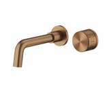 LUMIRA Minimalist Wand-Waschtischarmatur aus Messing – Gebürstetes Gold / Roségold, 2-Loch Unterputz Badarmatur mit Einhebelmischer