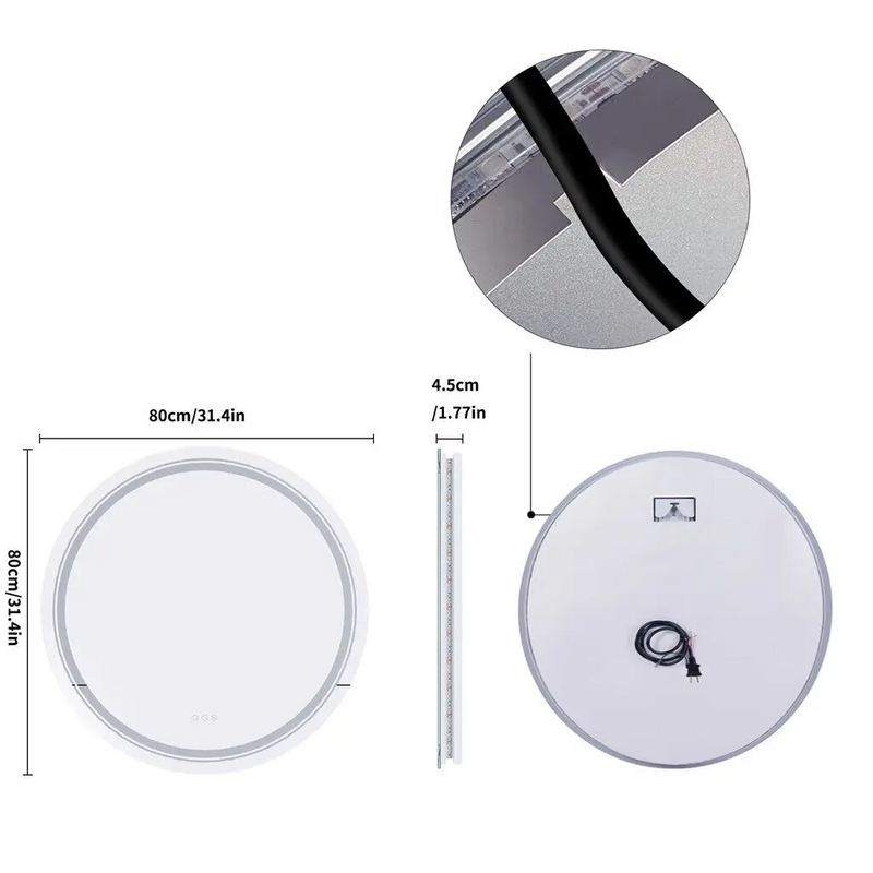 LUVODI Runder Smart LED Badezimmerspiegel