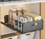 SlideMax Küchen Organizer Set – Ausziehbares Gewürzregal Metall | Schrank Ordnungssystem | Platzsparende Aufbewahrung