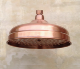 VintageRain 8" runder Regenduschkopf in Antikkupfer – Inklusive Wandarm (Standard 1/2") – Luxuriöser Duschkopf aus massivem Messing