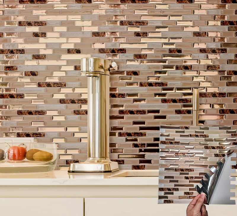 Golden Mosaic Luxe – Selbstklebende Wandfliesen
