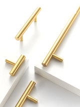 Nurlin T-Bar Messing Möbelgriff – Rund, Extra Lang, Modernes Design für Schränke, Schubladen & Kühlschrank