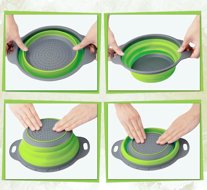 FlexiDrain – Faltbarer Silikon-Korb zum Waschen & Abtropfen