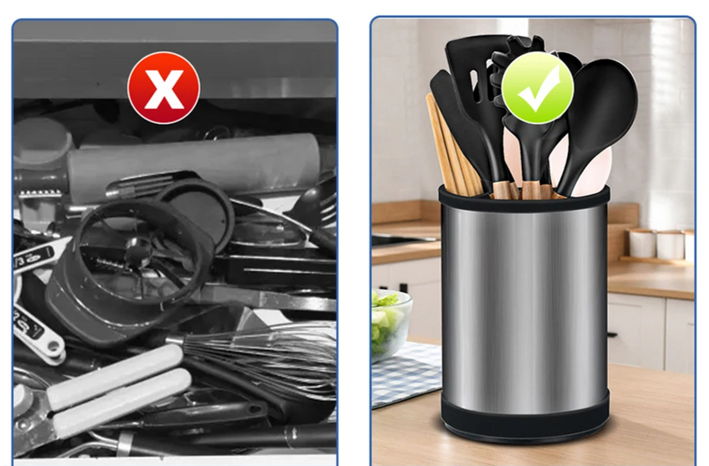 ChefPro – Luxuriöser Edelstahl Universal-Messerblock mit Antibakterieller Wirkung