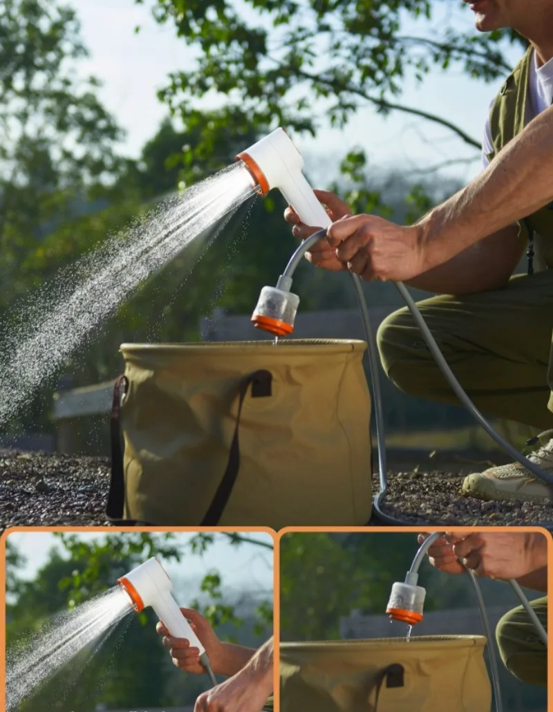 GlowShower 2025 – Tragbare Campingdusche mit LED & Akku | Für Outdoor, Auto, Garten & mehr
