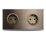 PowerLux Wandsteckdose Braun – Schuko Steckdose Aluminium | USB & Netzwerkanschluss | Moderne Unterputz Lösung