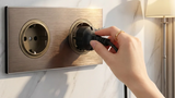PowerLux Wandsteckdose Braun – Schuko Steckdose Aluminium | USB & Netzwerkanschluss | Moderne Unterputz Lösung