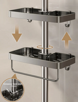 AquaFix Duschregal Ohne Bohren – Doppelablage Aluminium | Mit Handtuchstange | Rostfrei & Platzsparend