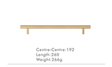Nurlin T-Bar Messing Möbelgriff – Rund, Extra Lang, Modernes Design für Schränke, Schubladen & Kühlschrank