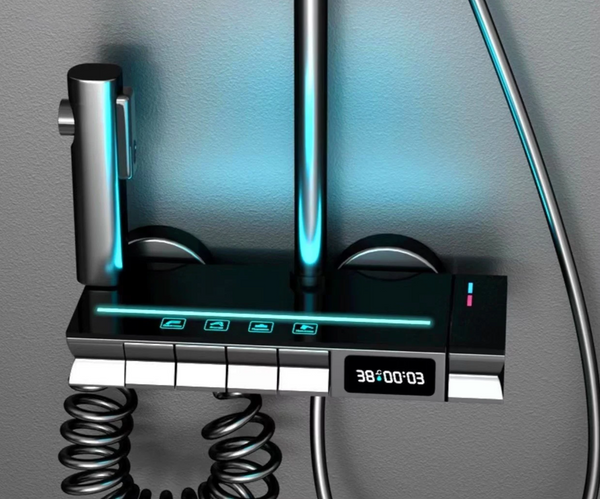 AquaLumen Luxus-LED-Duschpaneel mit Digitalanzeige