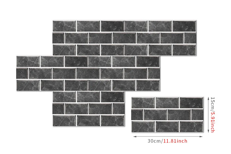 RetroBrick – 6-teiliges Selbstklebendes Retro Ziegelmuster Wandsticker-Set (30x15cm)