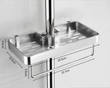 AquaFix Duschregal Ohne Bohren – Doppelablage Aluminium | Mit Handtuchstange | Rostfrei & Platzsparend