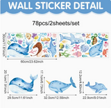 SeaWorld Wandtattoos Unterwasserwelt – Meerestiere Kinderzimmer Aufkleber mit Schildkröte, Delfin & Fisch