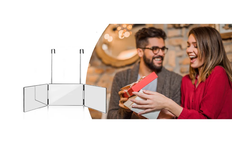 GlamFold 360 – Tragbarer 3-teiliger Schminkspiegel mit Verstellbarem Teleskophaken