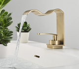 Goldglanz Waschtischarmatur mit Wasserfallauslauf und Einhebelmischer
