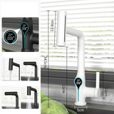 Wasserfall-Waschtischarmatur mit digitaler Temperaturanzeige und höhenverstellbarem Auslauf