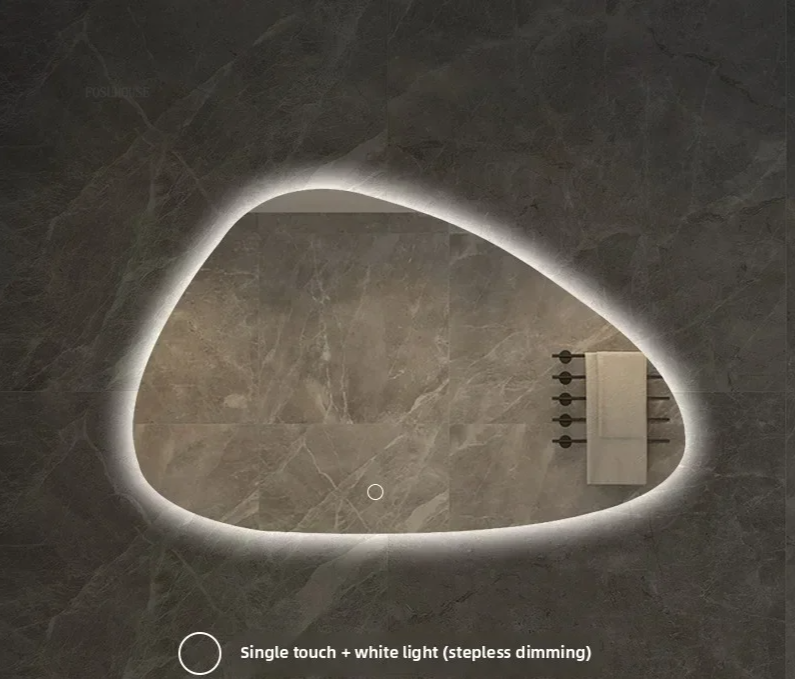 NordiLux Design Badezimmerspiegel – Smarter LED-Wandspiegel mit unregelmäßiger Form und Aluminiumrahmen