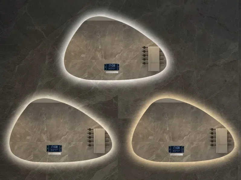 NordiLux Design Badezimmerspiegel – Smarter LED-Wandspiegel mit unregelmäßiger Form und Aluminiumrahmen