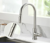 Ausziehbare Küchenarmatur in Silber mit Einhebelmischer für Warm- und Kaltwasser