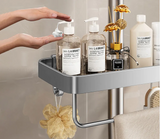 AquaFix Duschregal Ohne Bohren – Doppelablage Aluminium | Mit Handtuchstange | Rostfrei & Platzsparend
