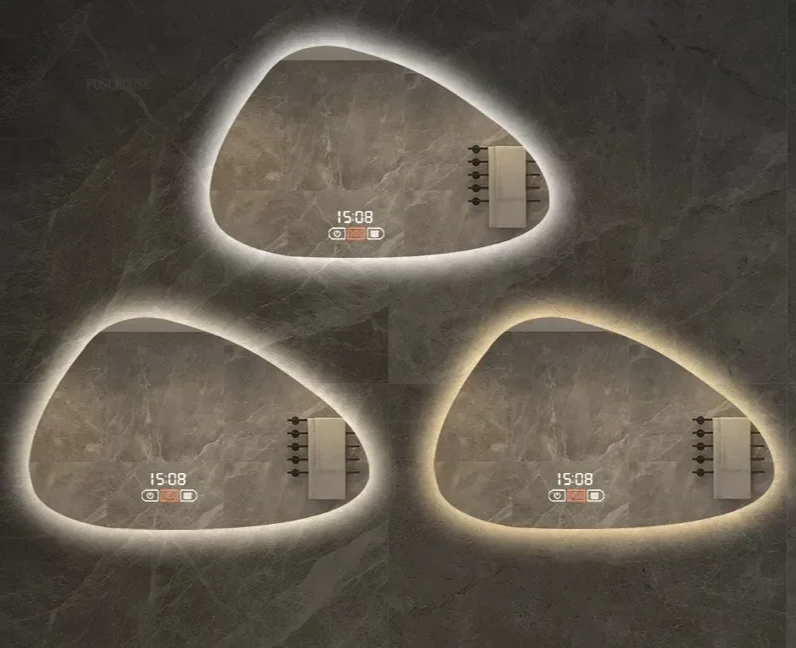 NordiLux Design Badezimmerspiegel – Smarter LED-Wandspiegel mit unregelmäßiger Form und Aluminiumrahmen