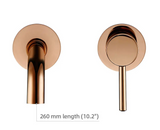 Roségoldene Wandarmatur für Waschtisch aus Messing mit Doppelgriff