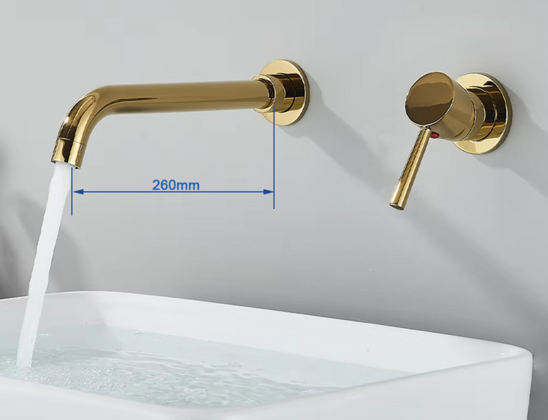LuxaWall Elite – Unterputz-Waschtischarmatur in gebürstetem Gold