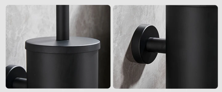 SteelClean Luxus-Toilettenbürste mit Wandhalterung – Schwarzes Edelstahldesign