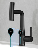 Wasserfall-Waschtischarmatur mit digitaler Temperaturanzeige und höhenverstellbarem Auslauf